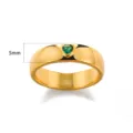 Macro detail of 18K gold plated ring featuring green heart zircon and 5mm band width - Delicate Heart Green Zirconia Style (G125002G-2)