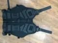 Heavy-duty black TF3 tactical body armor vest with protective plates and straps - One Size / Black