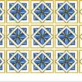 Adesivo per piastrelle stile mediterraneo con motivo geometrico floreale blu e oro - Foglia Mediterranea Blu Oro (SK36015)