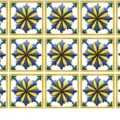 Adesivi per piastrelle autoadesivi con motivo floreale blu e giallo decorativi - Serie Fiore Radiale Blu Giallo (SK36016)