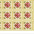 Adesivi per piastrelle vintage con motivo floreale rosa per pavimenti, autoadesivi. - Fiore Rosa Foglia Verde Bordo Oro (SK36017)