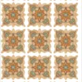 Adesivi per piastrelle mandala vintage in tonalità terracotta e verde salvia - Mandala Floreale Arancione Giallo Verde (SK34010)