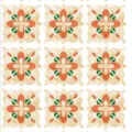 Adesivi per piastrelle floreali geometrici per pavimenti, stile acquerello arancione - Fiore Geometrico Arancione Verde Beige (SK34009)
