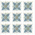Adesivi per piastrelle autoadesivi con motivo geometrico blu e giallo per pavimenti - Mandala Simmetrico Blu Giallo (SK34008)
