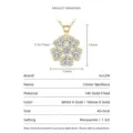 Collier pendentif cœur en trèfle plaqué or 14K élégant avec pierres de moissanite - Style Trèfle à Quatre Feuilles à Cinq Cœurs / Or K