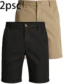 Nouvel été hommes sport loisir cargo short détail vue montrant noir et kaki couleurs. - S / Khaki & Noir