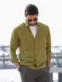 Chemise utilitaire manches longues homme coupe decontractee double poche haut vert - S / Hauts / Vert