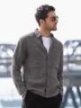 Chemise cargo manches longues grise pour homme avec poches doubles vue de detail mode. - S / Hauts / Gris foncé