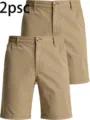 Men's casual cargo shorts quick dry outdoor golf sports tactical shorts set of two - Khaki and Khaki