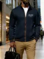 Veste zippée en tricot pour homme avec col montant en bleu marine pour un style chic. - S / Bleu marine