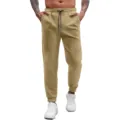 Pantaloni casual da uomo in tessuto waffle vestibilità regolare comodi variante kaki. - 5 Cachi