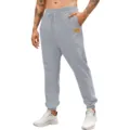 Men's Cuffed Sweatpants Casual Sports Joggers with Drawstring Pocket Comfortable Pants - Light Gray