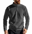 Sweat-shirt homme automne hiver col montant demi-zip manches longues polaire casual uni haut - S / Hauts / Gris foncé