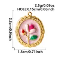 Detailed size and weight specifications for tulip flower enamel pendant with gold border - Tulip Flower Pendant (S3658-G-Pink)