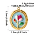 Detailed view of a tulip enamel pendant showing precise measurements and weight - Tulip Flower Pendant (S3658-G-S)