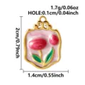Tulip flower pendant charm in gold stainless steel with pink enamel detail dimensions - Tulip Flower Pendant (S3669-G-Pink)