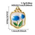 Complete size and weight specification diagram of a golden tulip enamel pendant - Tulip Flower Pendant (S3669-G-W)