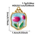 Detailed view of gold-plated enamel tulip flower pendant with size measurements - Tulip Flower Pendant (S3669-G-S)