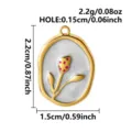 Detailed dimension specs for stainless steel tulip pendant with pink dotted enamel charm - Tulip Flower Pendant (S3670-G-W)