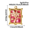 Detailed dimensions and weight of the pink tulip enamel pendant in a gold-plated frame. - Tulip Flower Pendant (S3672-G-R)