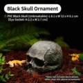 Crâne noir en PVC pour décor de vivarium ou d'aquarium, 12 cm - Noir