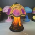 Lampe de table champignon style rustique européen avec abat-jour violet et lueur orange - Lampe Poulpe