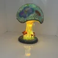 Lampe de table champignon en vitrail artistique avec motif floral vintage décor - Mini Lampe Champignon Colorée