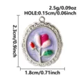 Stainless steel tulip flower pendant with purple enamel and size markers for DIY - Tulip Flower Pendant (S3658-S-Purple) / Silver Base Purple