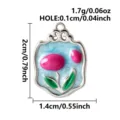 Detailed dimension view of colorful enamel tulip flower pendant made of stainless steel - Tulip Flower Pendant (S3669-S-S)