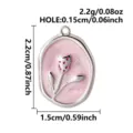 Pink enamel tulip pendant in stainless steel with precise size and weight measurements - Tulip Flower Pendant (S3670-S-Pink)