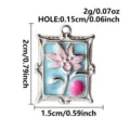 Stainless steel enamel flower pendant charm for DIY jewelry making - Tulip Flower Pendant (S3672-S-S)