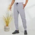 Pantaloni della tuta casual in maglia da uomo con coulisse, comodi per sport e tempo libero. - Taglia M / Grigio chiaro