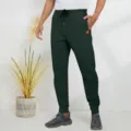 Pantalon de jogging homme en tricot vert vert sport casual confortable extensible long - Vert Foncé