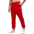 Men's Red Casual Jogger Sweatpants Comfort Athletic Pants with Drawstring Pockets - Red
