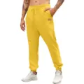 Men's yellow jogger sweatpants casual athletic pants with drawstring and elastic cuffs - Yellow