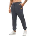 Dark grey men's casual sweatpants, comfortable loose fit joggers with drawstring waist. - Dark Gray