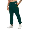 Men's dark green sweatpants casual jogger pants elastic waist comfortable daily wear - Dark Green
