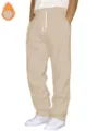 Casual solid color khaki sweatpants for men and women, comfortable athletic running pants. - Beige