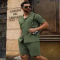 Set Uomo Verde Oliva Maglia Tessuta Manica Corta E Pantaloncini Casual Estivo - Verde Scuro