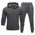Men's dark gray fleece hoodie and sweatpants tracksuit set casual sportswear comfortable - S / Top And Bottom / Dark Gray Top & Dark Gray Pants