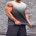 Canotta da fitness senza maniche sfumata da uomo, maglietta sportiva traspirante e rapida. - Taglia S / Bianco