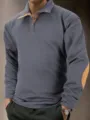 Heren casual revers lange mouw gebreide trui pullover met stijlvolle suède elleboogpatches. - S / Tops / Grijs