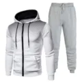 Men's two-piece tracksuit hoodie and sweatpants set with black dot gradient design. - S / Top And Bottom / White Top and Light Gray Pants