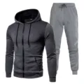 Detailed view of the gradient dot zip hoodie and matching sweatpants set for casual wear. - S / Top And Bottom / Dark Gray Top And Dark Gray Pants