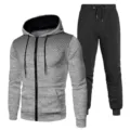 Men's casual tracksuit two piece set, gradient dot hoodie and black sweatpants, athletic sportswear. - S / Top And Bottom / Light Gray Top And Black Pants