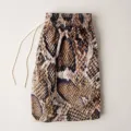 Men's fashion casual sports shorts with snake skin digital print and elastic drawstring waist. - Brown Snake Print Pattern