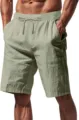 Lässige Herren Leinen-Mix Shorts mit elastischem Kordelzugbund und atmungsaktiver Passform. - Armeegrün