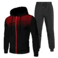Men's Casual Tracksuit Set Zip Hoodie and Sweatpants Red Dot Gradient Black Outfit - S / Top And Bottom / Black Top And Black Pants