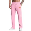 Men's Pink Casual Sweatpants Loose Fit Joggers with Drawstring and Simple Leather Patch - S / Bottoms / Pink