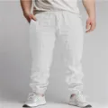 Men's White Cotton Linen Casual Joggers Drawstring Trousers Variant Solid Color Breathable - S / Bottoms / White